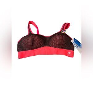 Champion Womens Sports Bra 36C Coral & Black Mesh Racerback